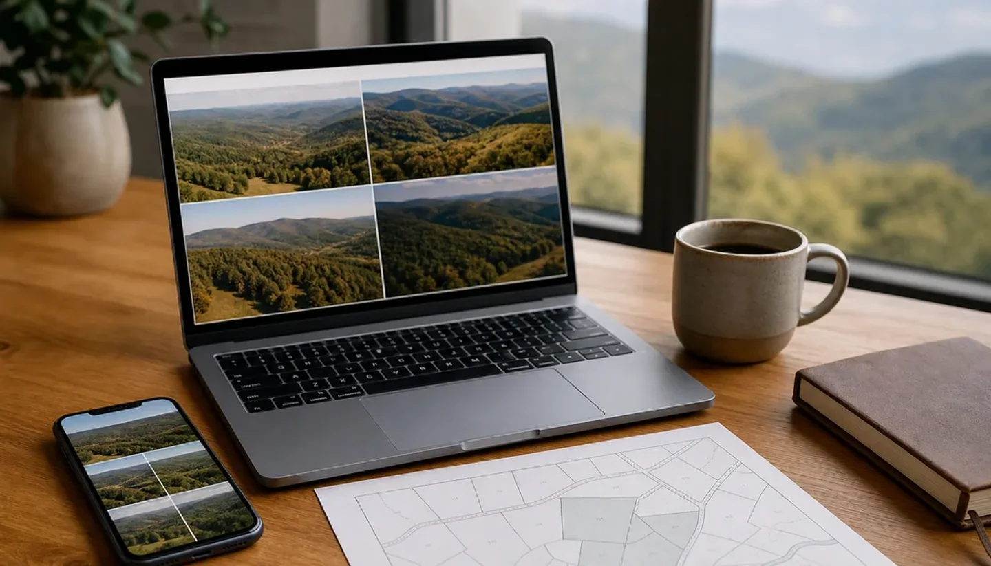 Texas land listing shown on a laptop